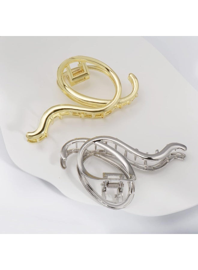 ChicAbode 2 PCS Metal Hair Claw Clips, Gold & Silver Color Large Letter Q Hair Claws Clip Non Slip Barrette Strong Hold Jaw Clamps Fashion Hair Styling Gift Headwear Hair Accessories for Women Girls - Image 5